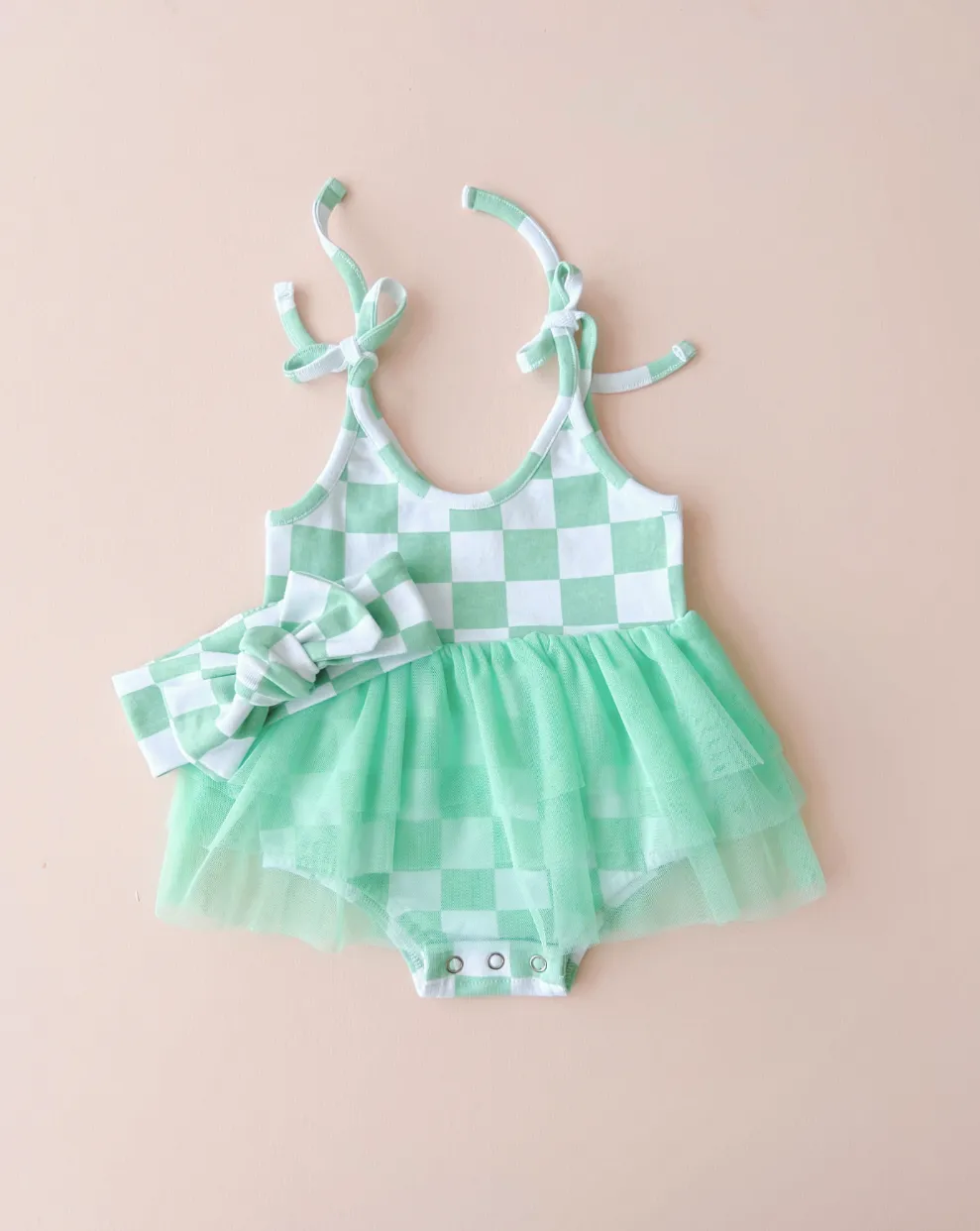 LPK Tutu Romper - Checkered Mint