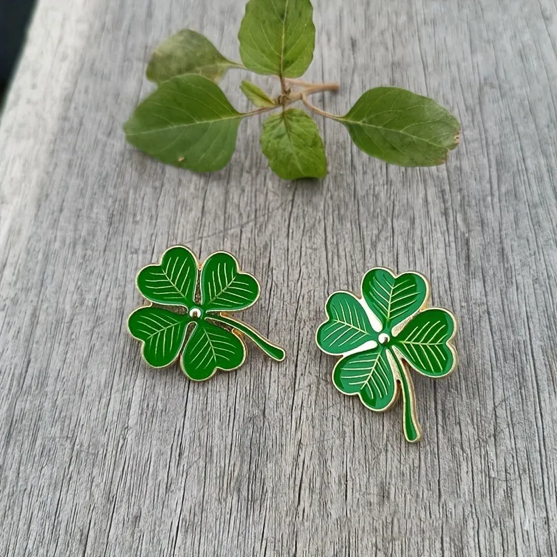 Lucky Green Clover Pin for St Patricks Day Styling