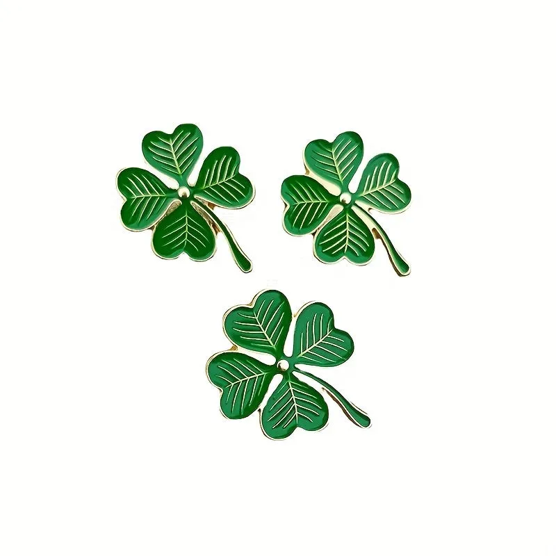 Lucky Green Clover Pin for St Patricks Day Styling