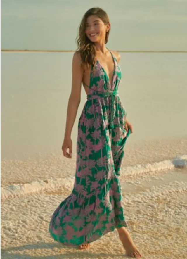 MAAJI Embroidered Palms Moon Bay maxi dress