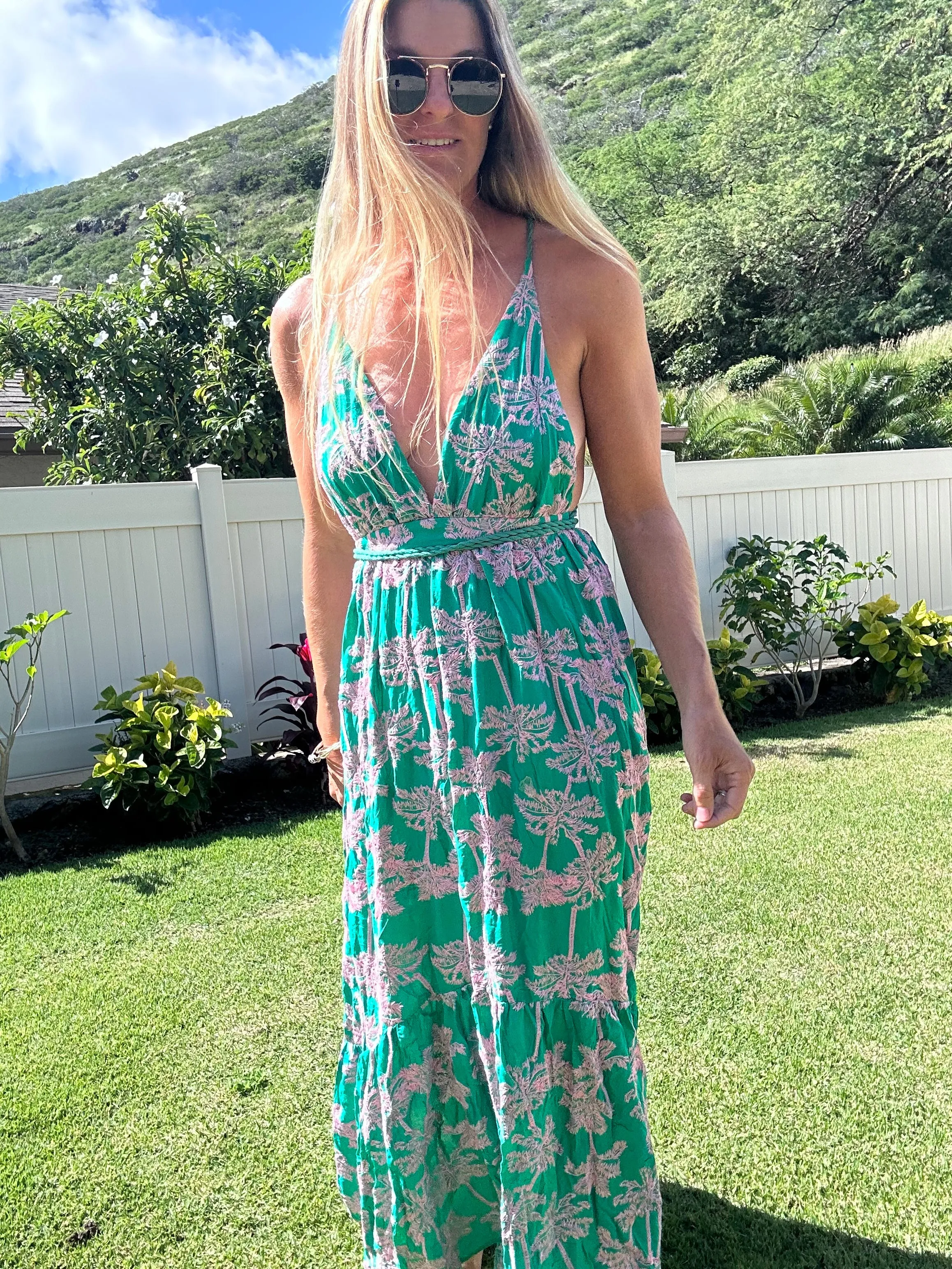 MAAJI Embroidered Palms Moon Bay maxi dress