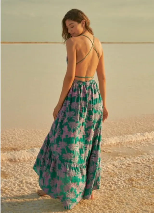 MAAJI Embroidered Palms Moon Bay maxi dress