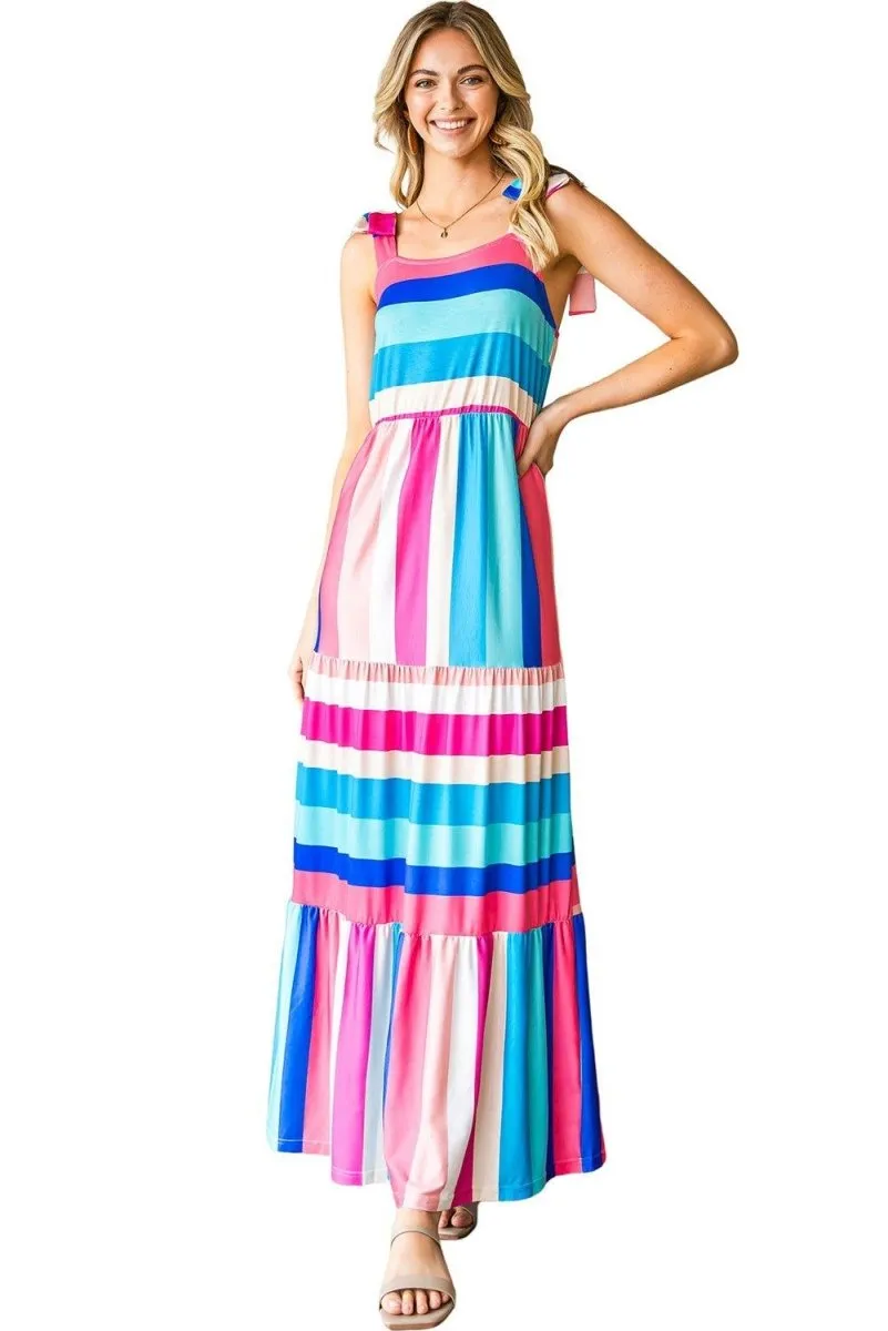 Melissa Multicolor Bow Knot Straps Maxi Dress