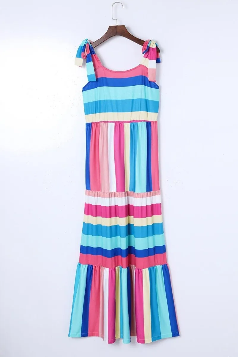 Melissa Multicolor Bow Knot Straps Maxi Dress