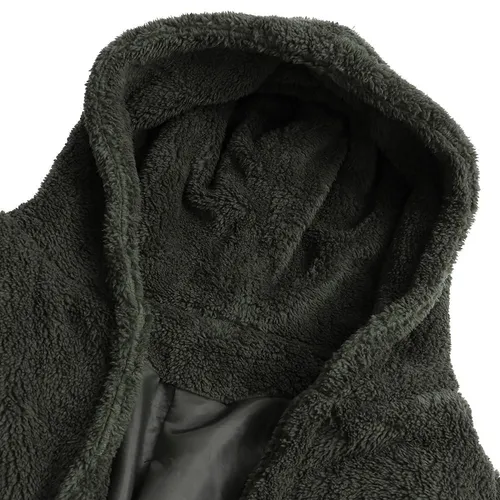 Mens Casual Fleece Warm Long Sleeve Coat