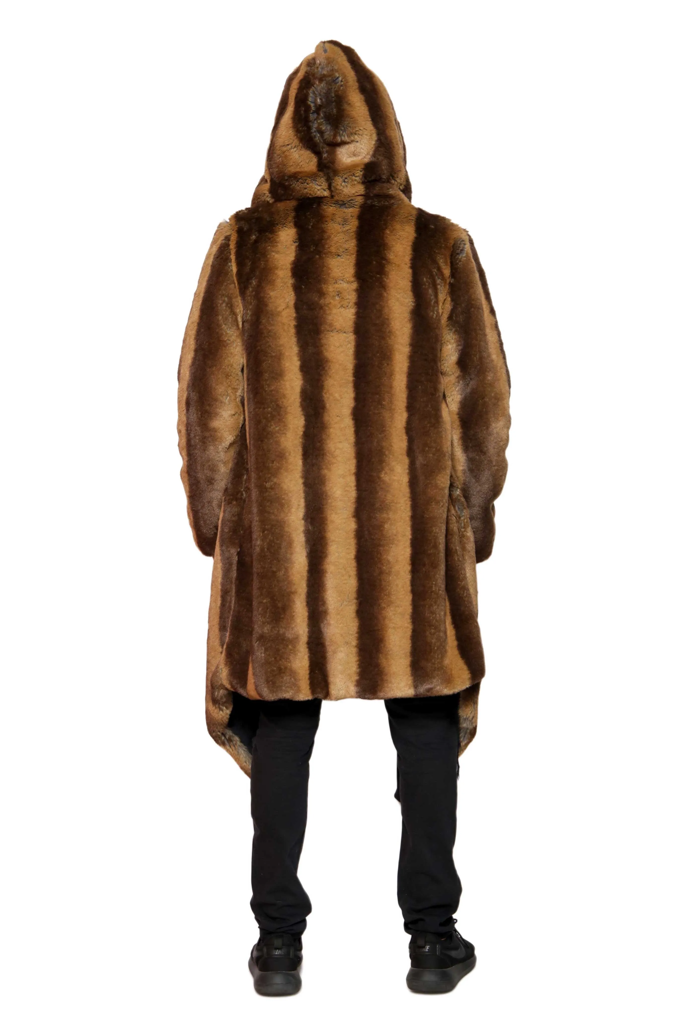 Men's Desert Warrior Coat in "Brown Tan Stripe" Chinchilla