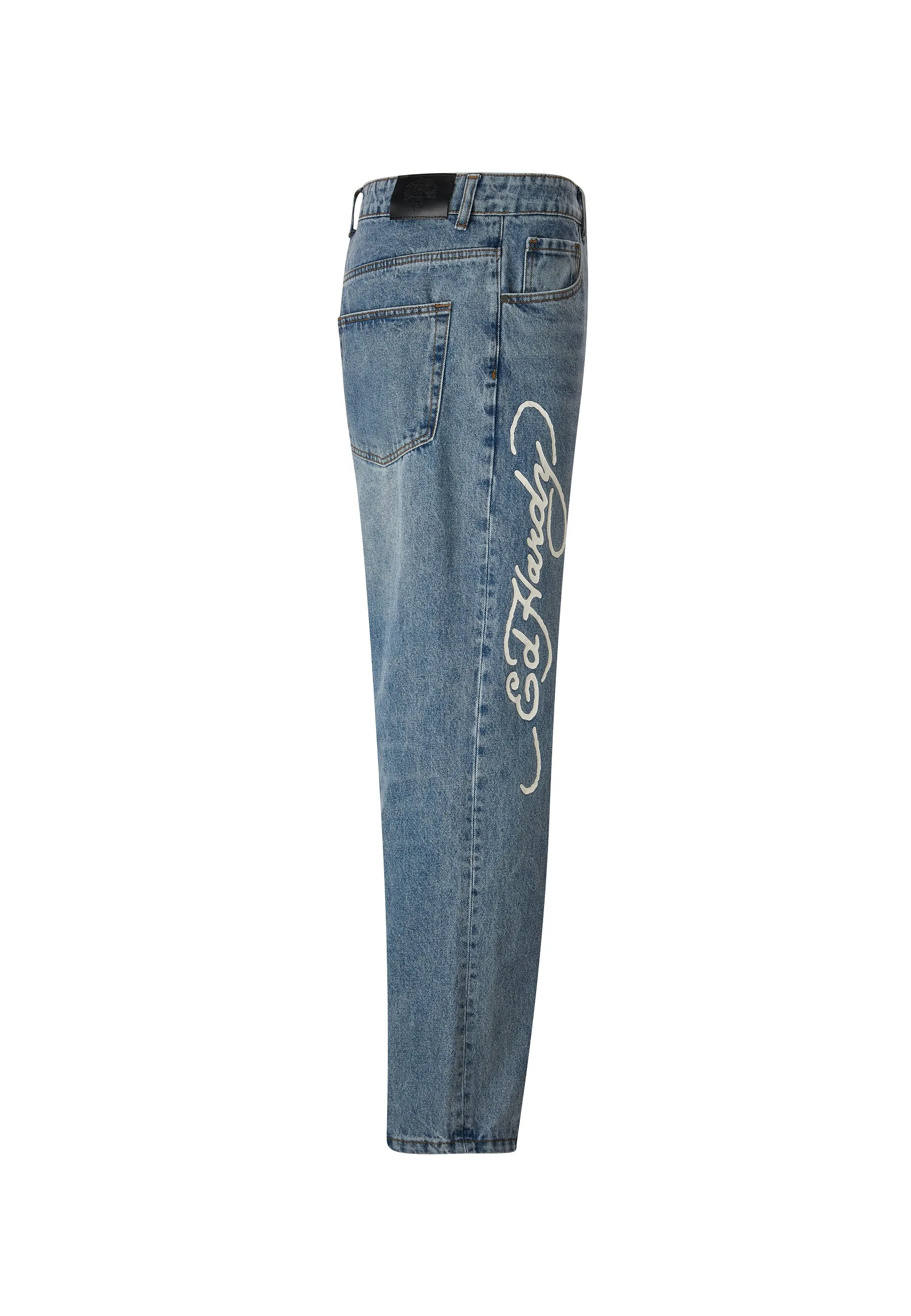 Mens Flamer-Snake Baggy Jeans - Bleach