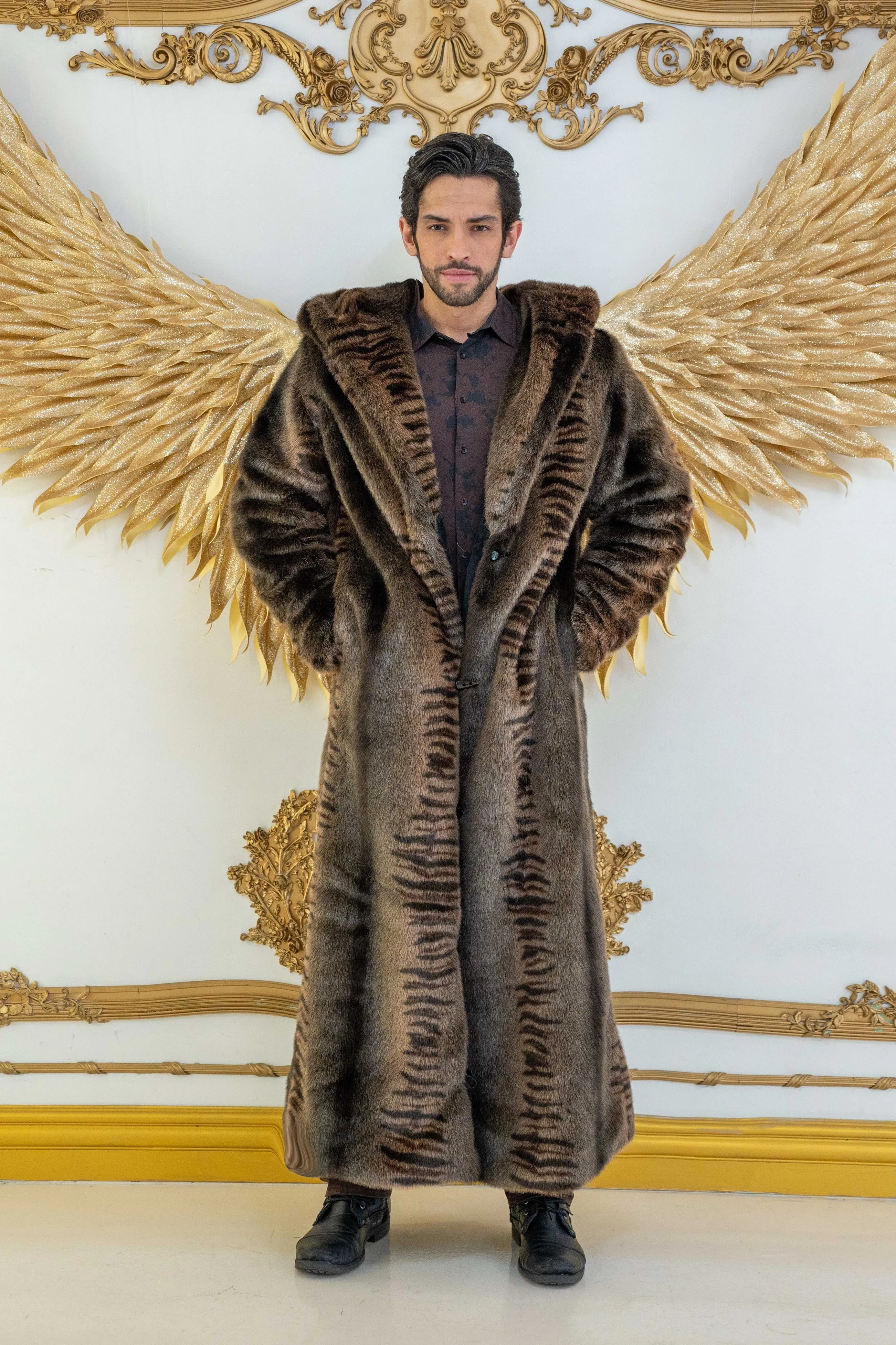 Men's Long Desert Warrior Coat in "Bengal Fox" STOCK