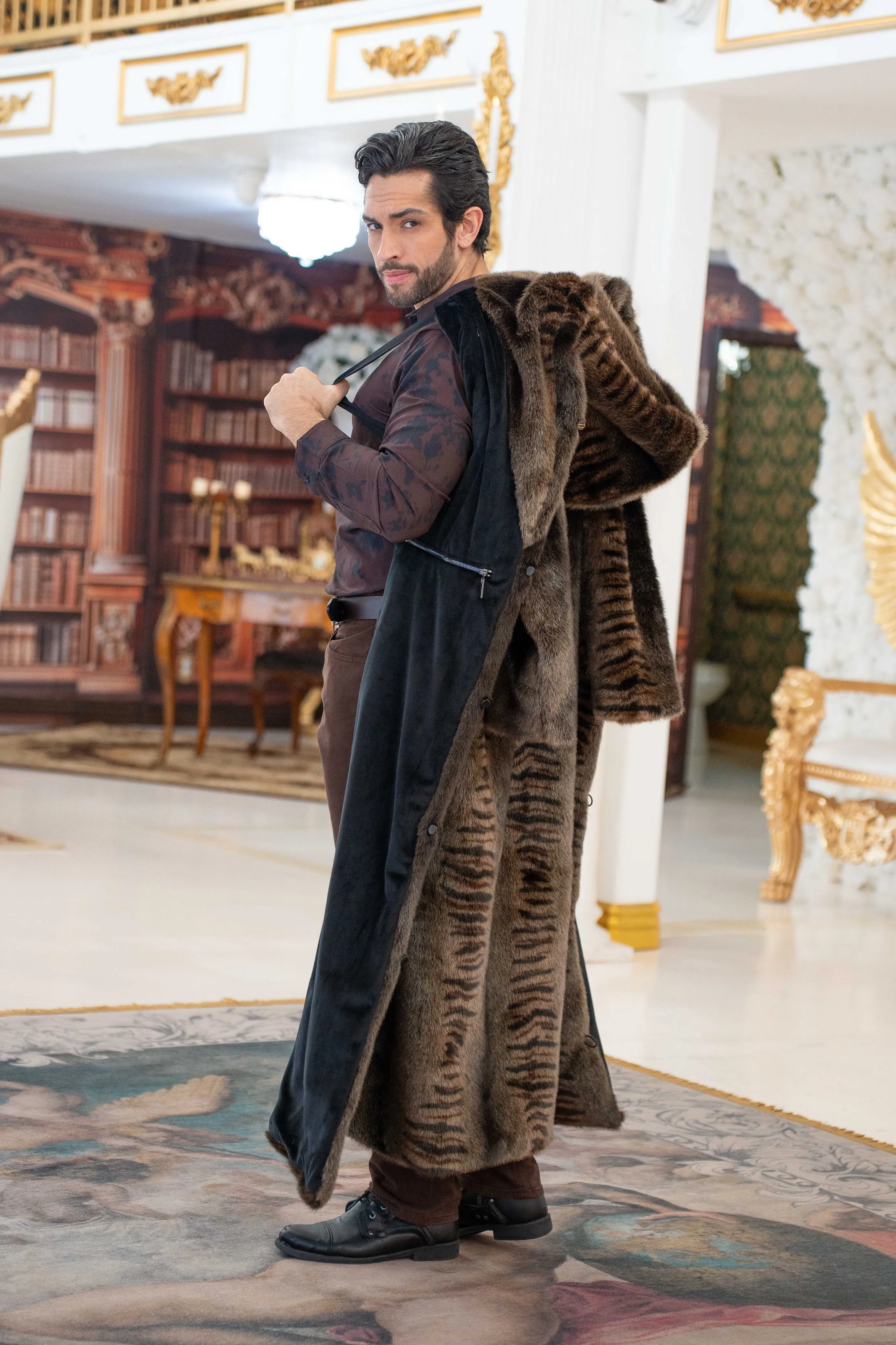 Men's Long Desert Warrior Coat in "Bengal Fox" STOCK