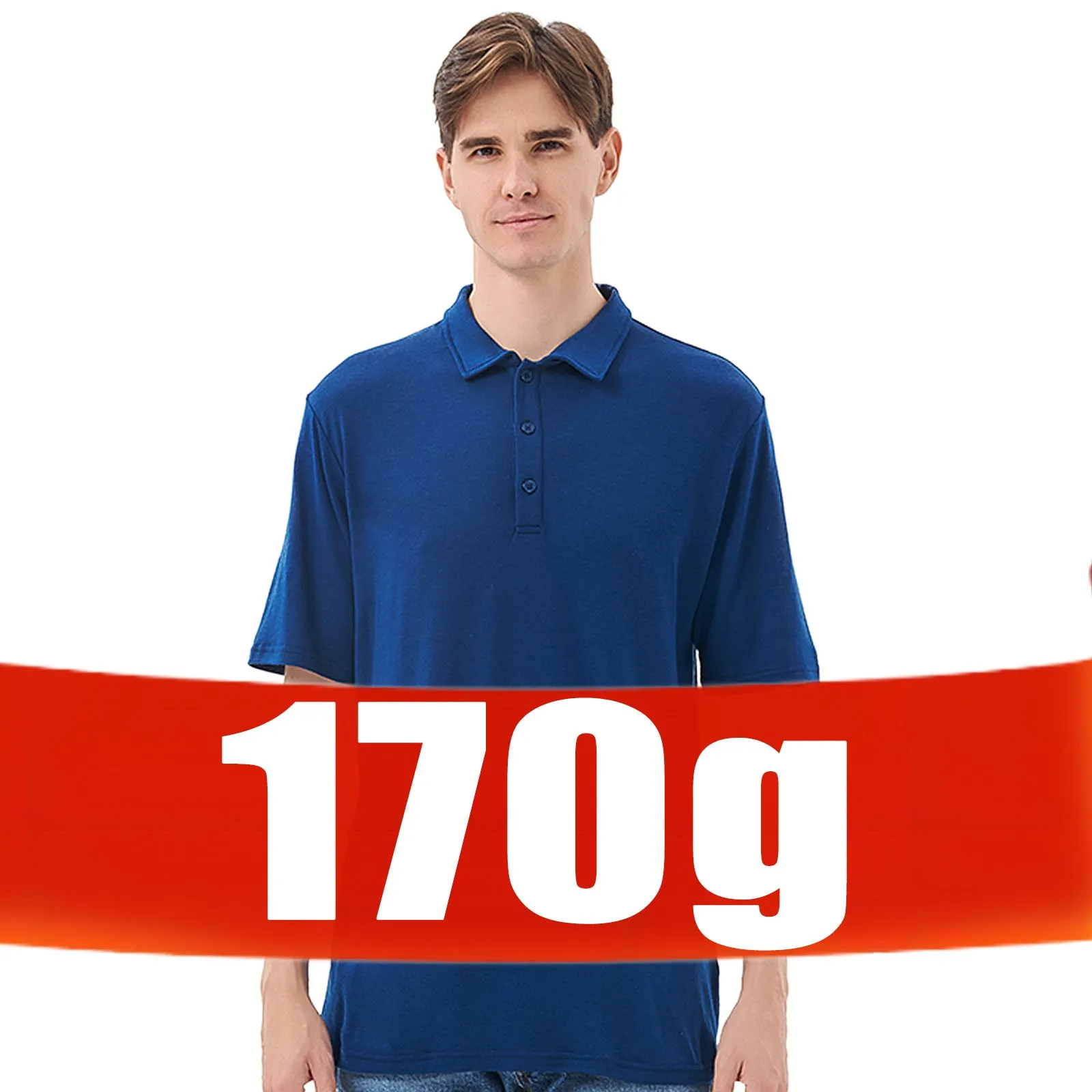 Men's Merino 170g Short Sleeve Polo Deep Royal