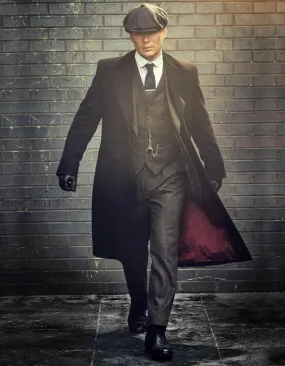 Mens Peaky Blinders Costume Thomas Shelby Suit & Overcoat