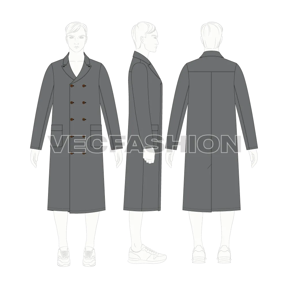 Mens Polo Coat Vector Sketch