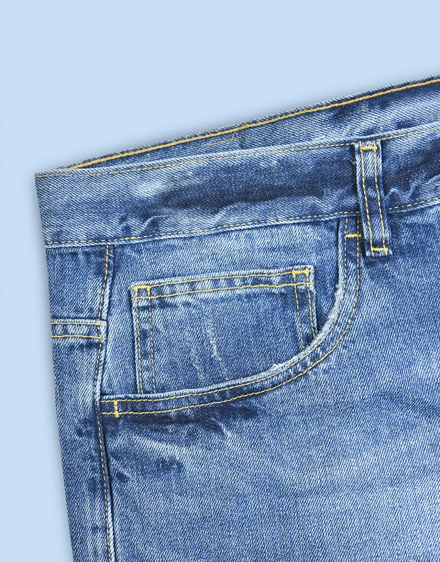 Men's Rough Denim Jeans-Blue