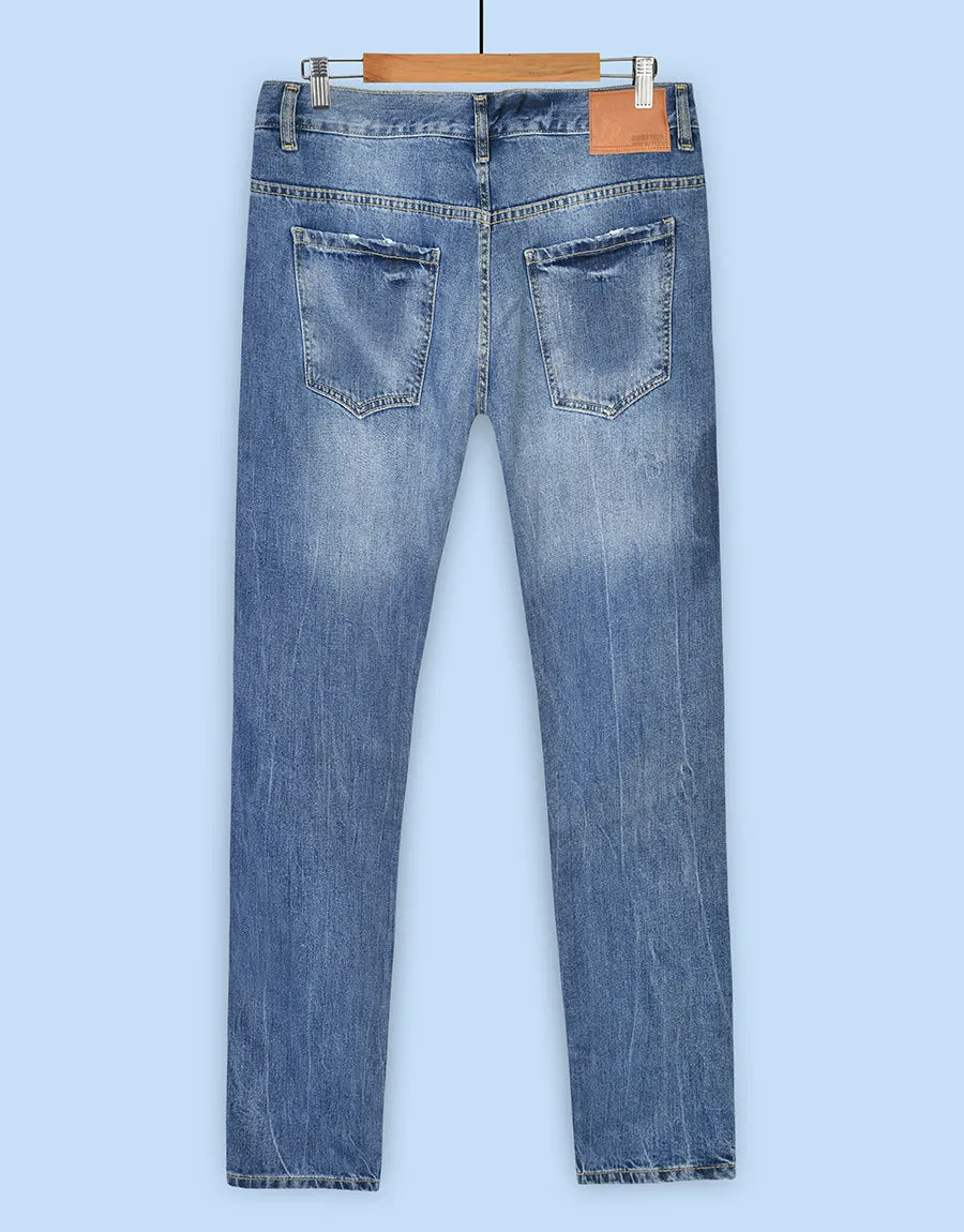 Men's Rough Denim Jeans-Blue