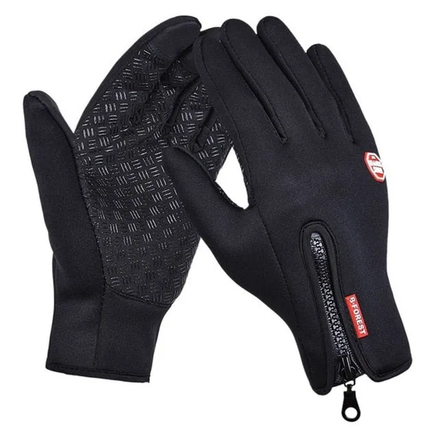 Mens Womens Spring Winter Waterproof Touch Screen Plus Velvet Riding Warm Gloves Windproof Fashion Outdoor Non-Slip Ski Gloves