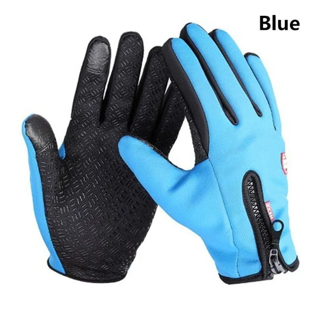 Mens Womens Spring Winter Waterproof Touch Screen Plus Velvet Riding Warm Gloves Windproof Fashion Outdoor Non-Slip Ski Gloves