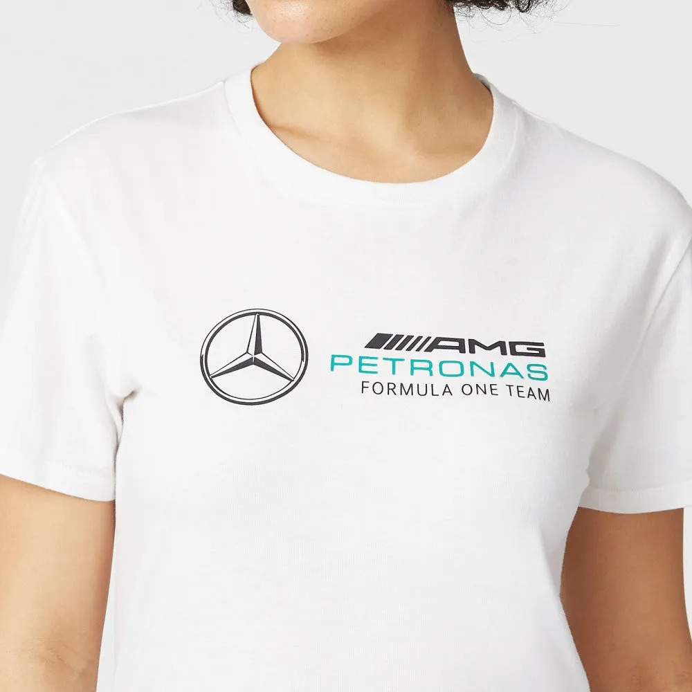 Mercedes Womens T-Shirt, Large Logo, White, 2022