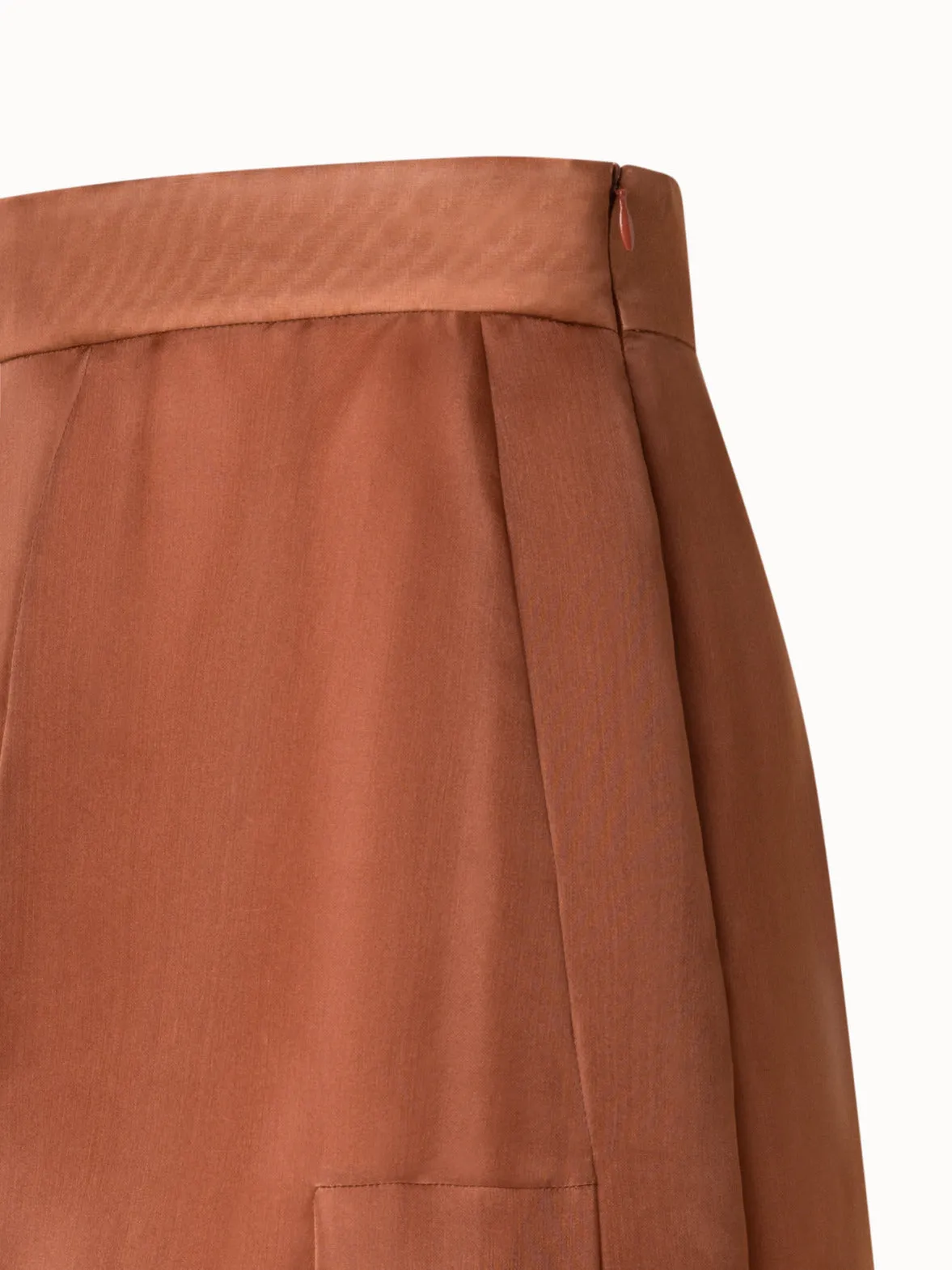 Midi Skirt in Silk Organza with Asymmetrical Pleats