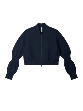 Milan Cropped Flight Jacket (Navy)