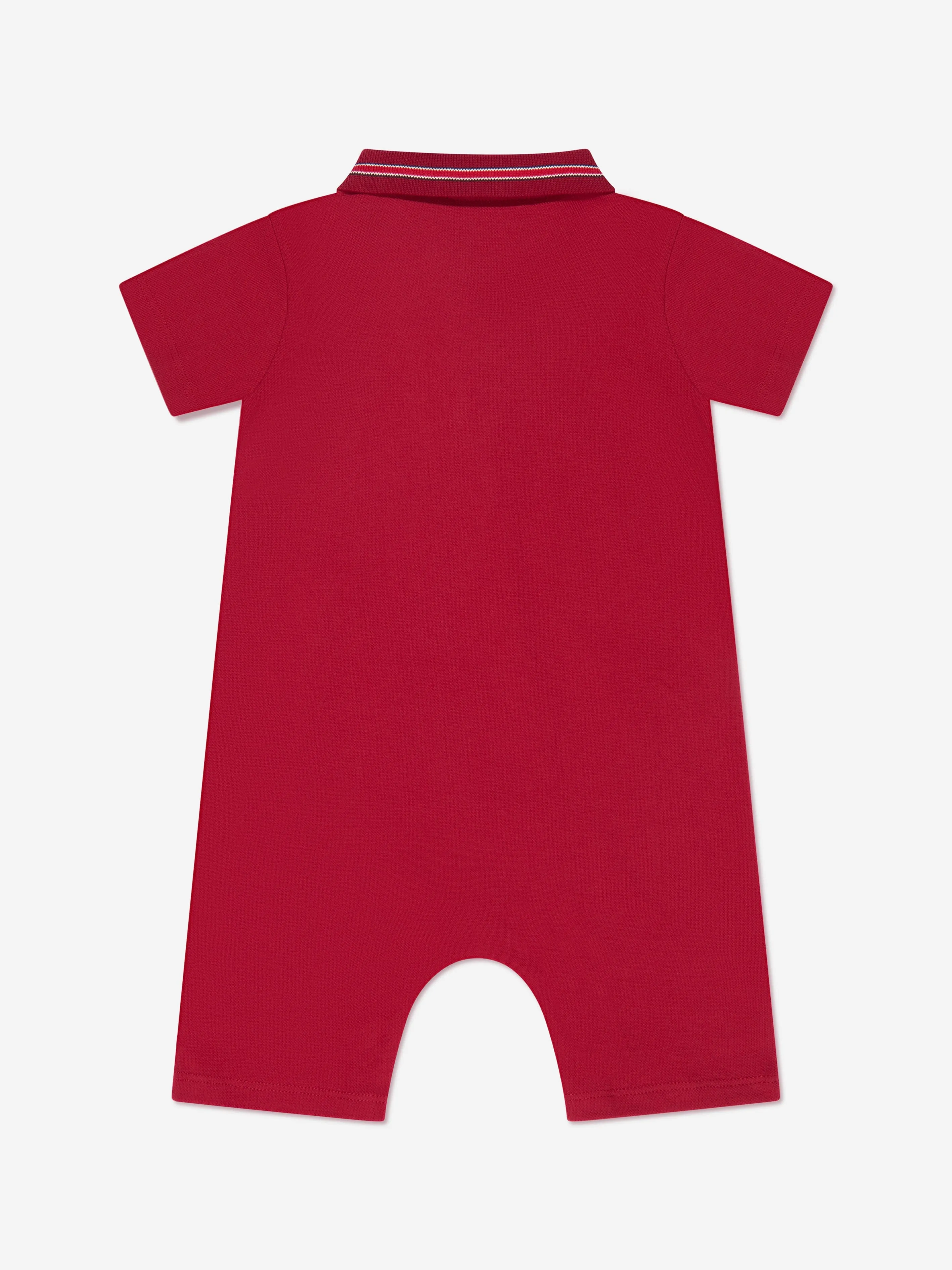 Moncler Enfant Baby Boys Polo Romper in Red