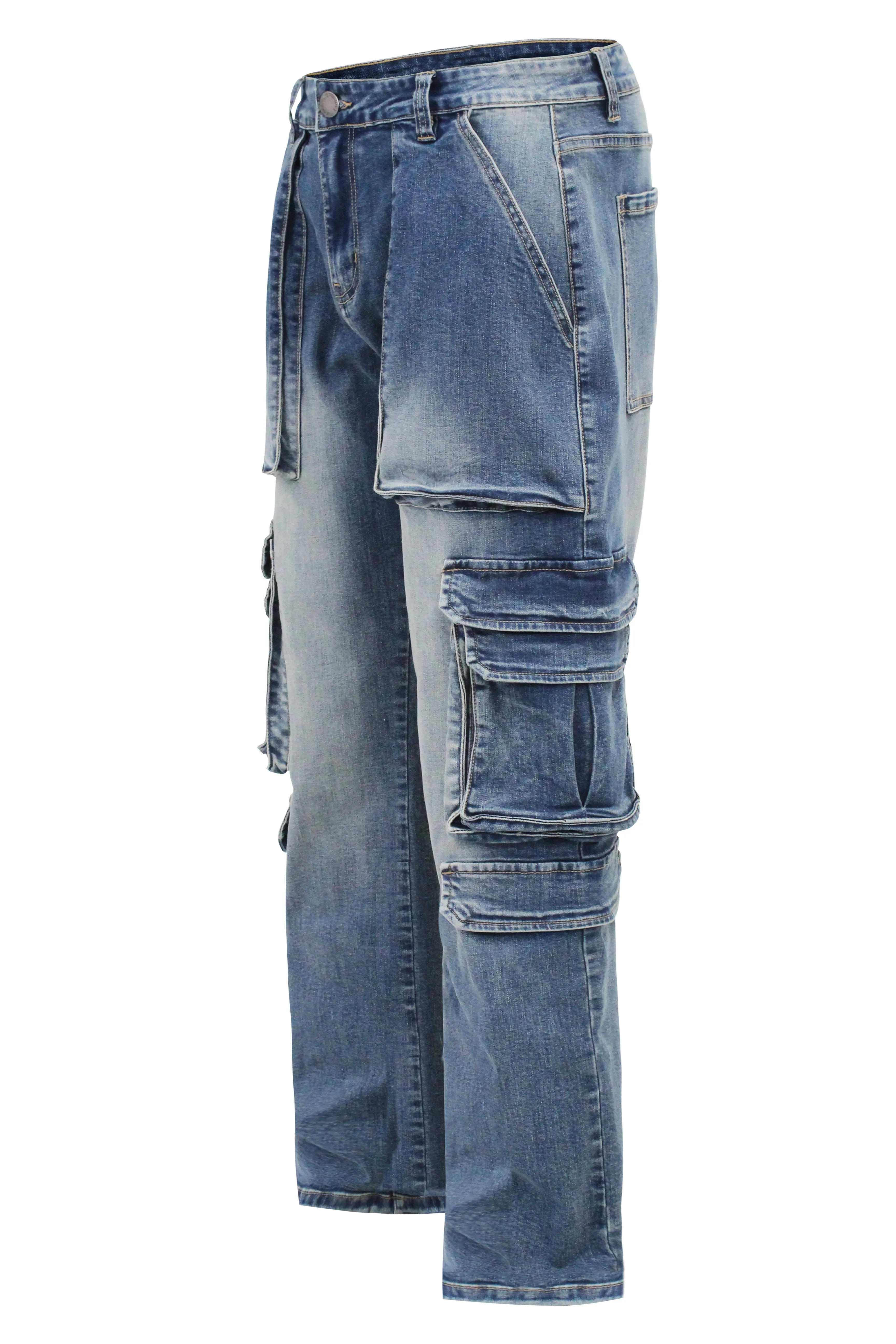 Multi Cargo Pockets Denim Jeans