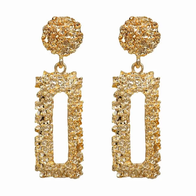 Natashahs Vintage Earrings Large for Women Statement Earrings Geometric Gold Metal Pendant Earrings Trend Fashion Jewelry