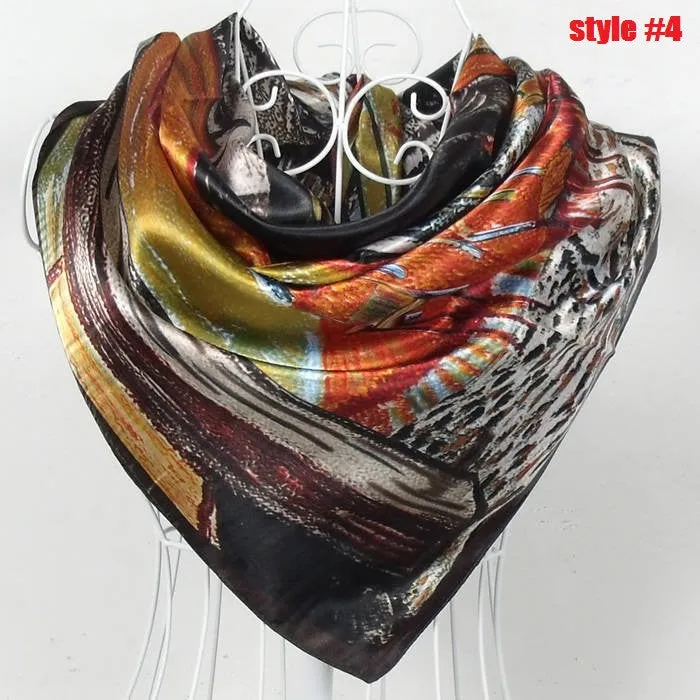 New Arrival Brand Design Satin Big Square Scarf Printed,Women Silk Scarf,China Style Handkerchief