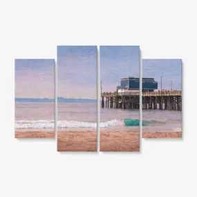 Newport Beach Seascape - 4 Piece Canvas Wall Art - Framed Ready to Hang 4x12"x32