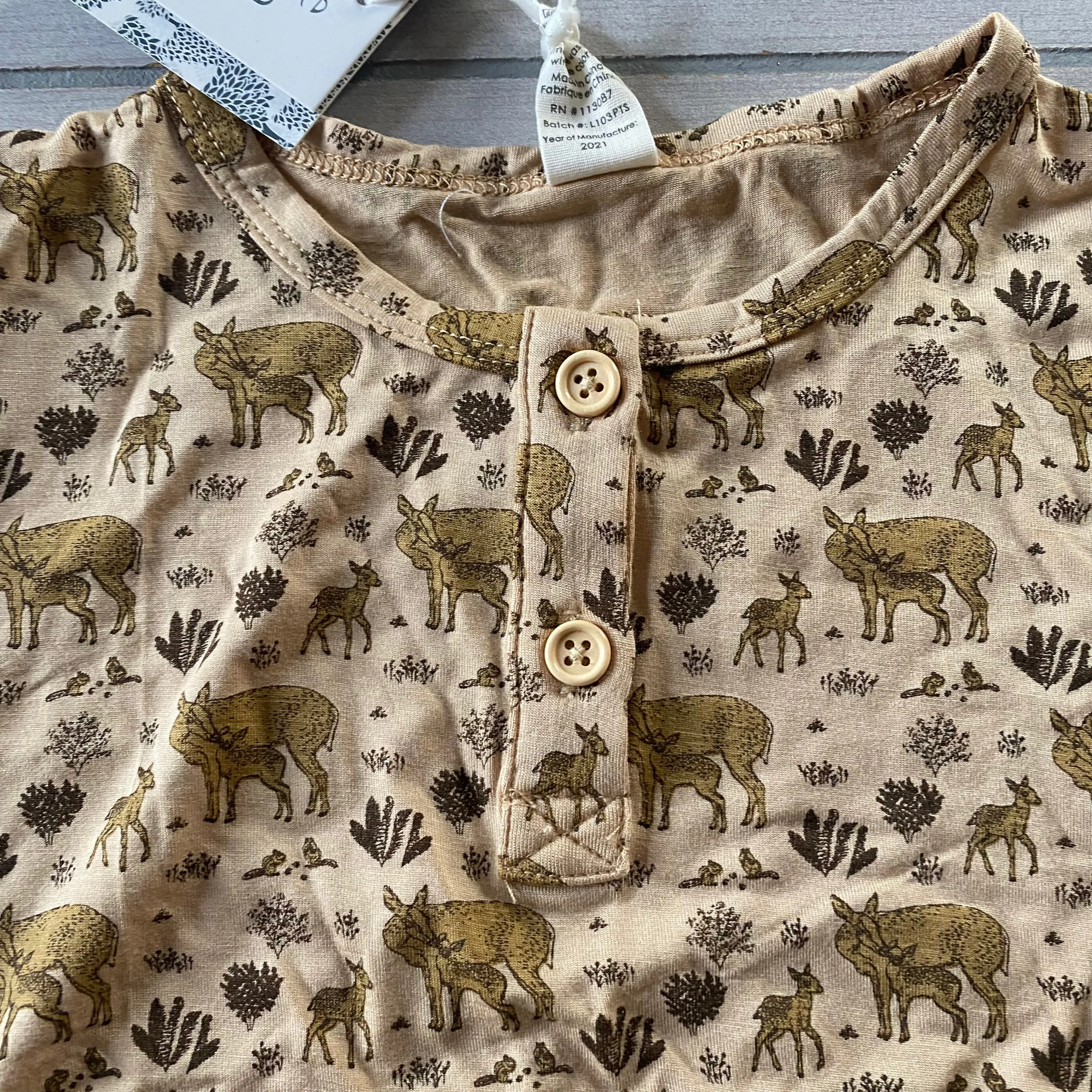 NWT Kate Quinn Deer Pattern Bamboo Bubble Romper