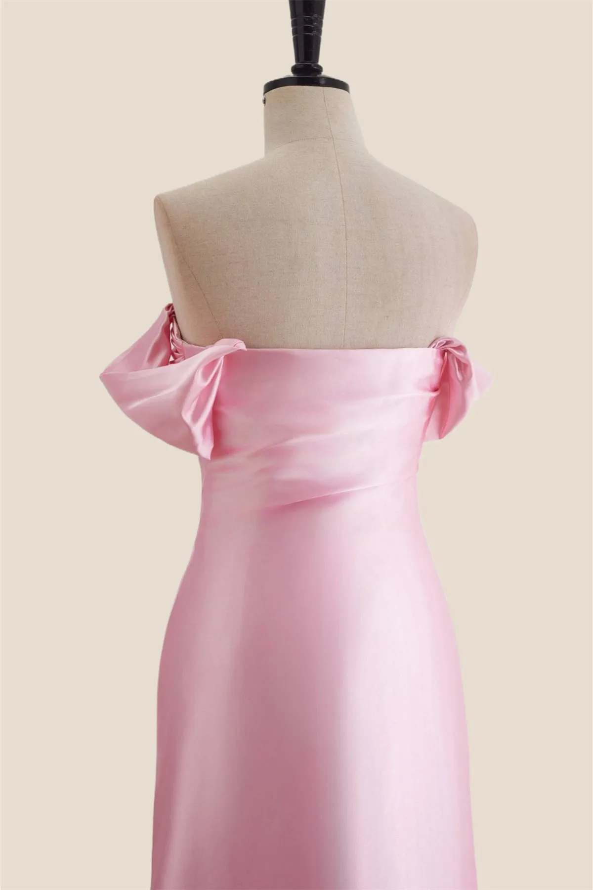 Off the Shoulder Pink Ruched Long Dress