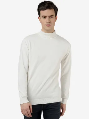 Off White Solid Slim Fit Winter T-Shirt | JadeBlue