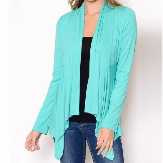 Open Draped Cardigan in Jade