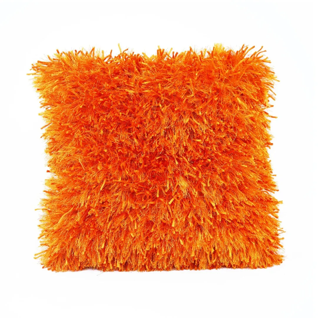 Orange Ribbon Shaggy Throw Pillow