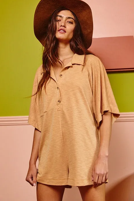 Oversized Button Up Jersey Romper