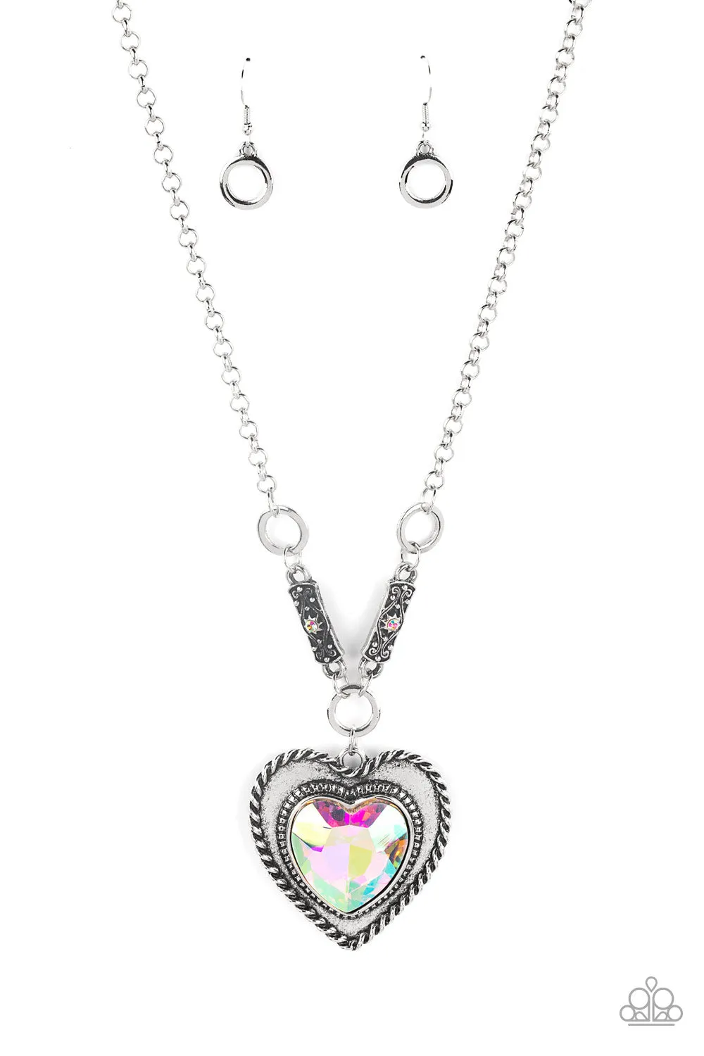 Paparazzi Heart Full of Fabulous Necklace Multi (Iridescent) & Galactic Grunge Bracelet Multi (Iridescent)