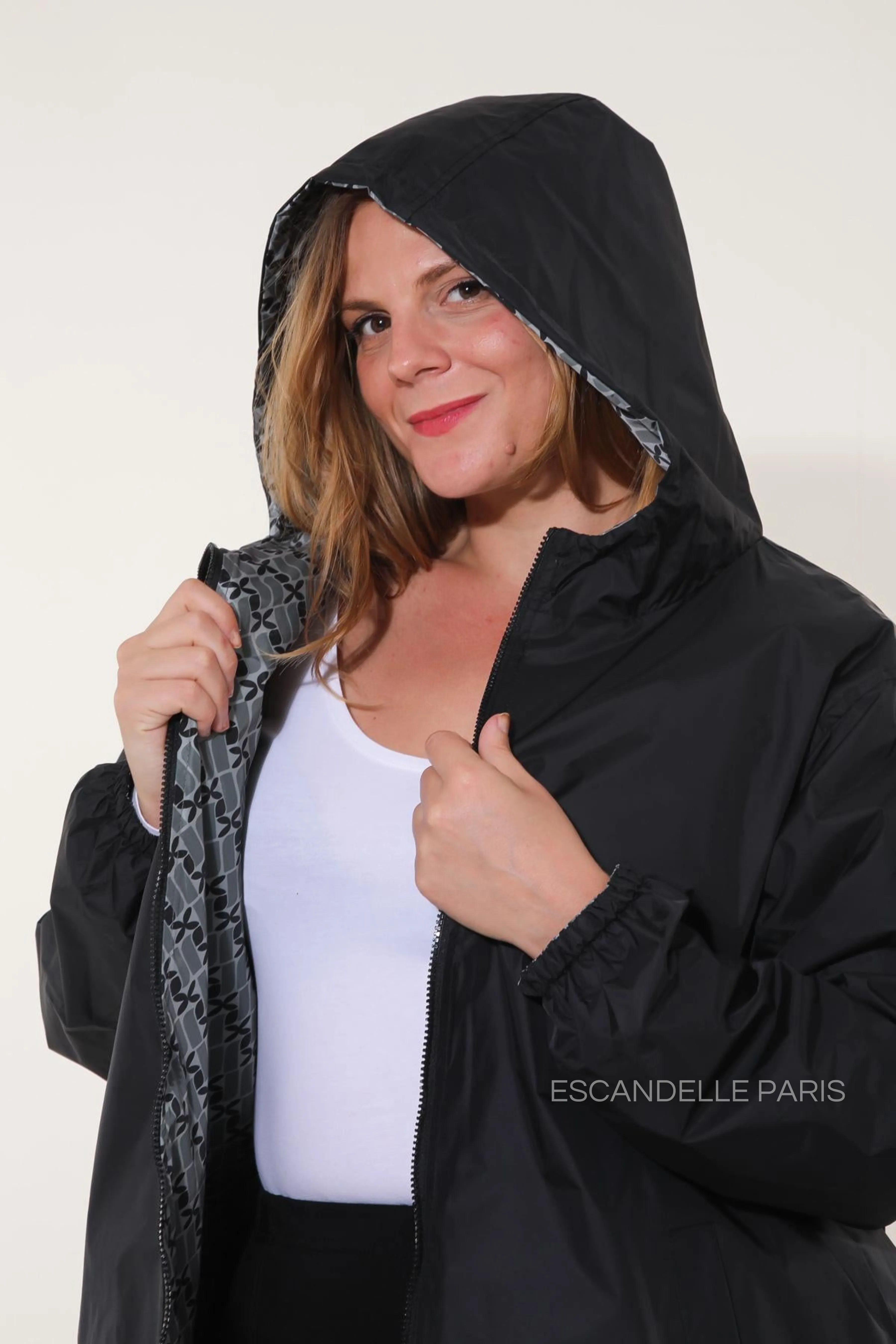 Parka longue réversible imprimé