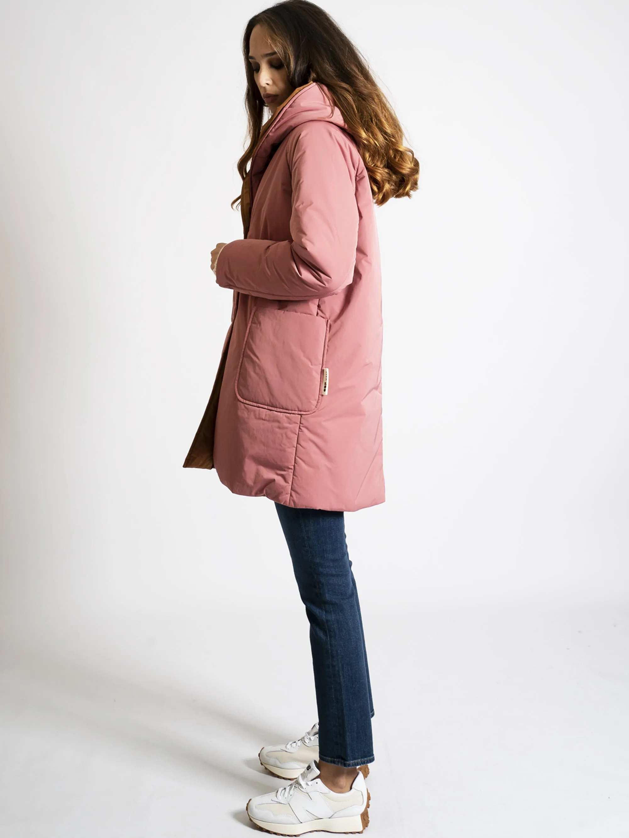 Parka Reversibile in Memory Rosa/Coccio