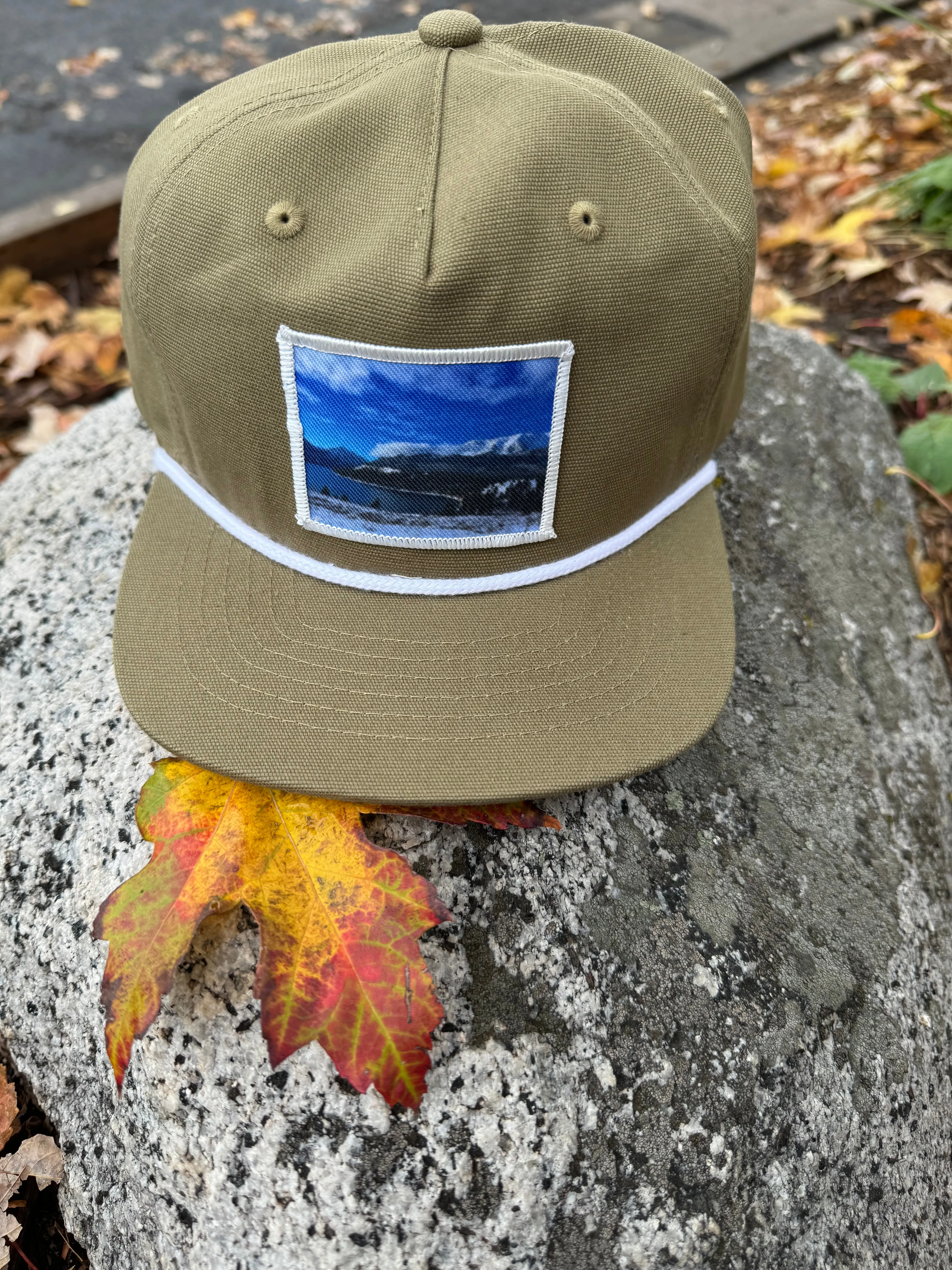 Photo Patch Winter Lake Flat Bill Hats