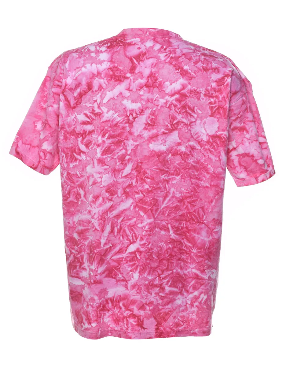 Pink & White Tie Dye T-Shirt - L