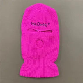 Pink Embroidered Yes Daddy? Ski Mask