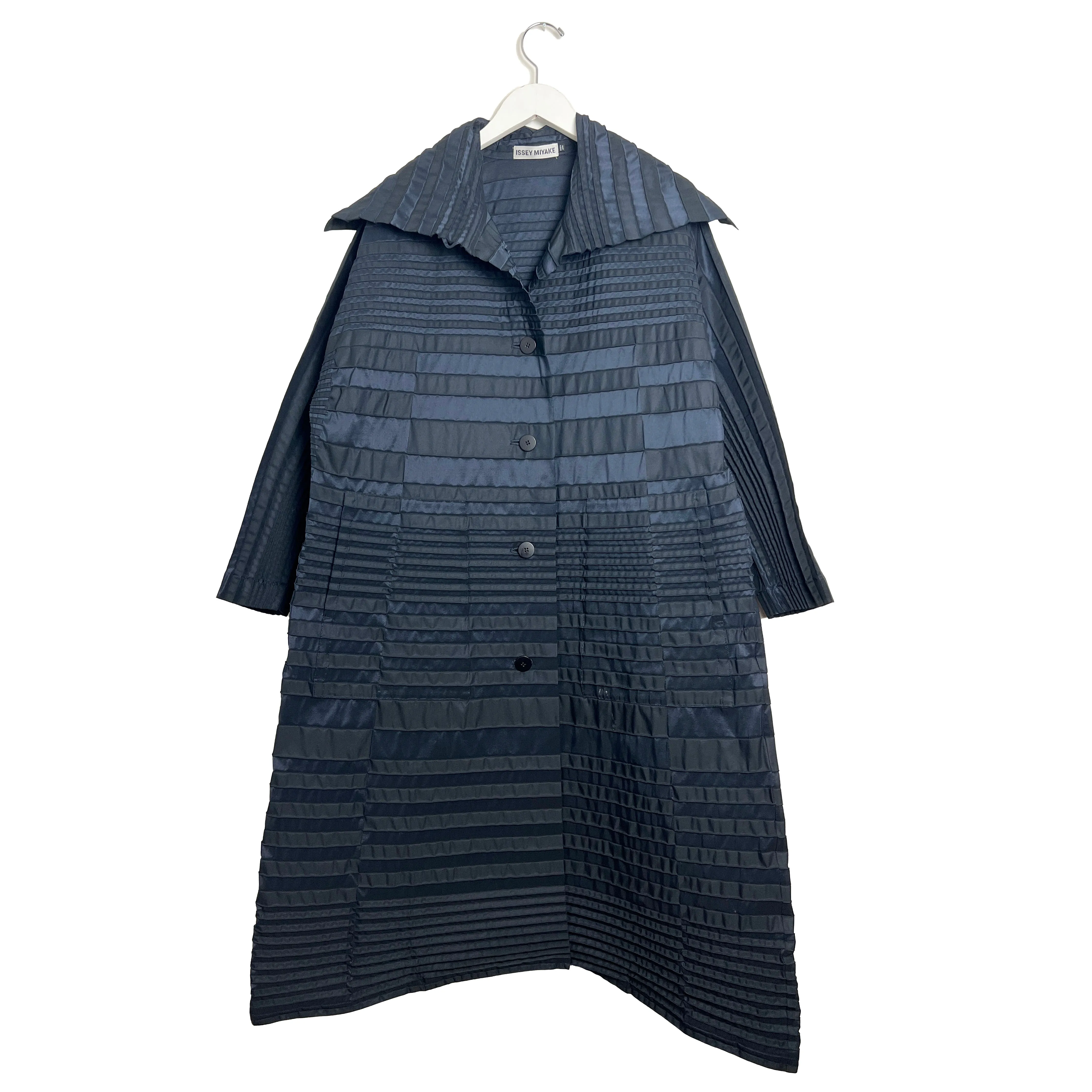 Pleated Navy Overcoat