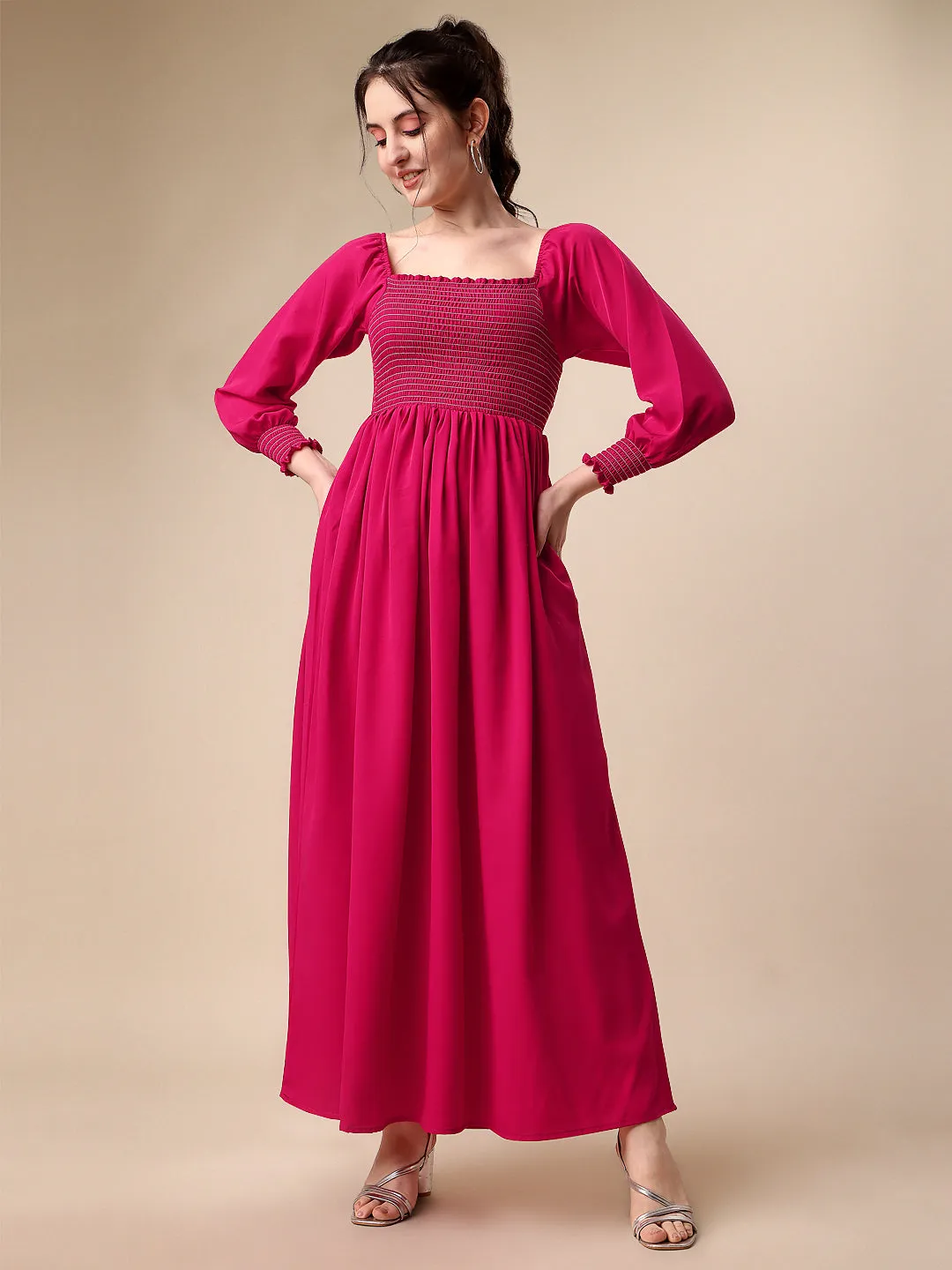 Pretty in Pink A-Line Net Maxi Dress