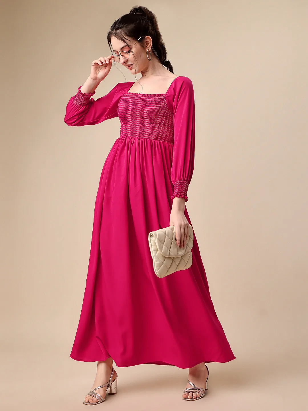 Pretty in Pink A-Line Net Maxi Dress