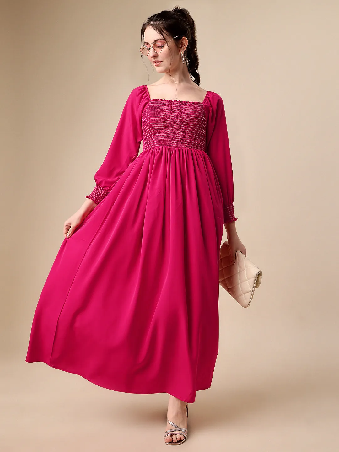 Pretty in Pink A-Line Net Maxi Dress