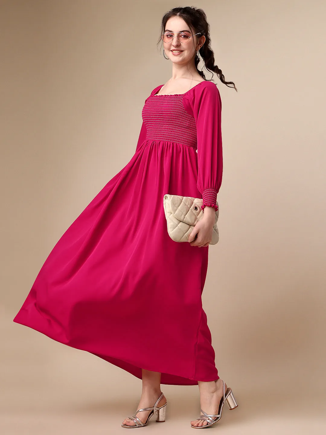 Pretty in Pink A-Line Net Maxi Dress