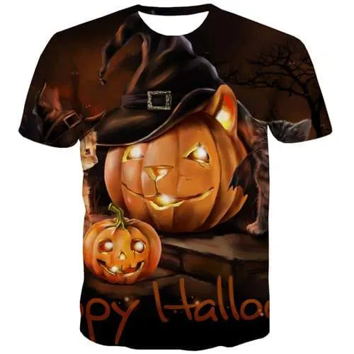 Pumpkin T-shirt Men Halloween T-shirts 3d Flame Tshirt Anime Party Tshirts Casual Harajuku Shirt Print Short Sleeve Punk Rock