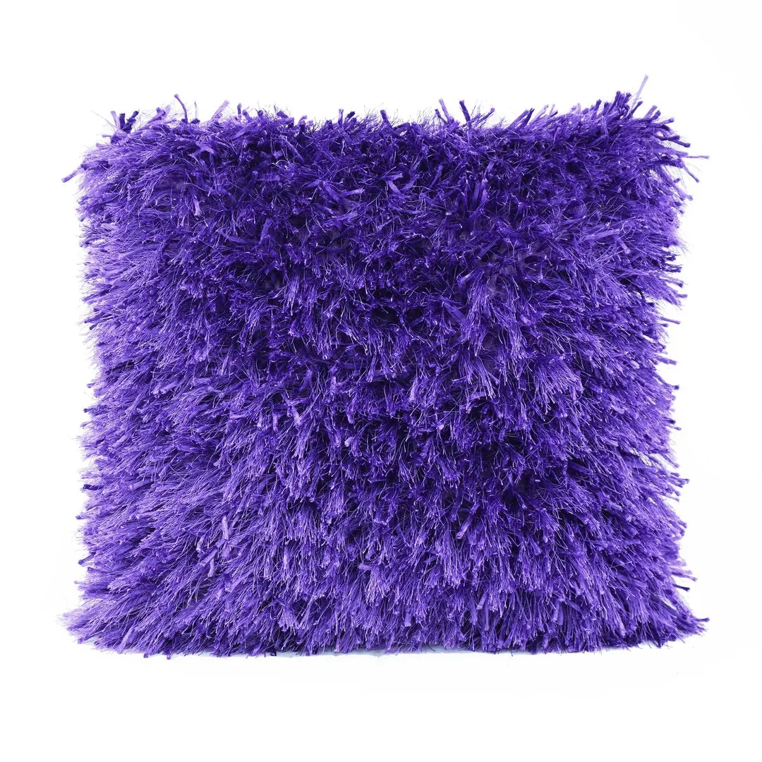 Purple Ribbon Shaggy Throw Pillow