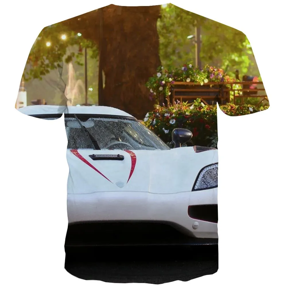 Racing Car T-shirt Men Metal Tshirts Casual City T-shirts 3d Gray Shirt Print Retro Tshirts Novelty