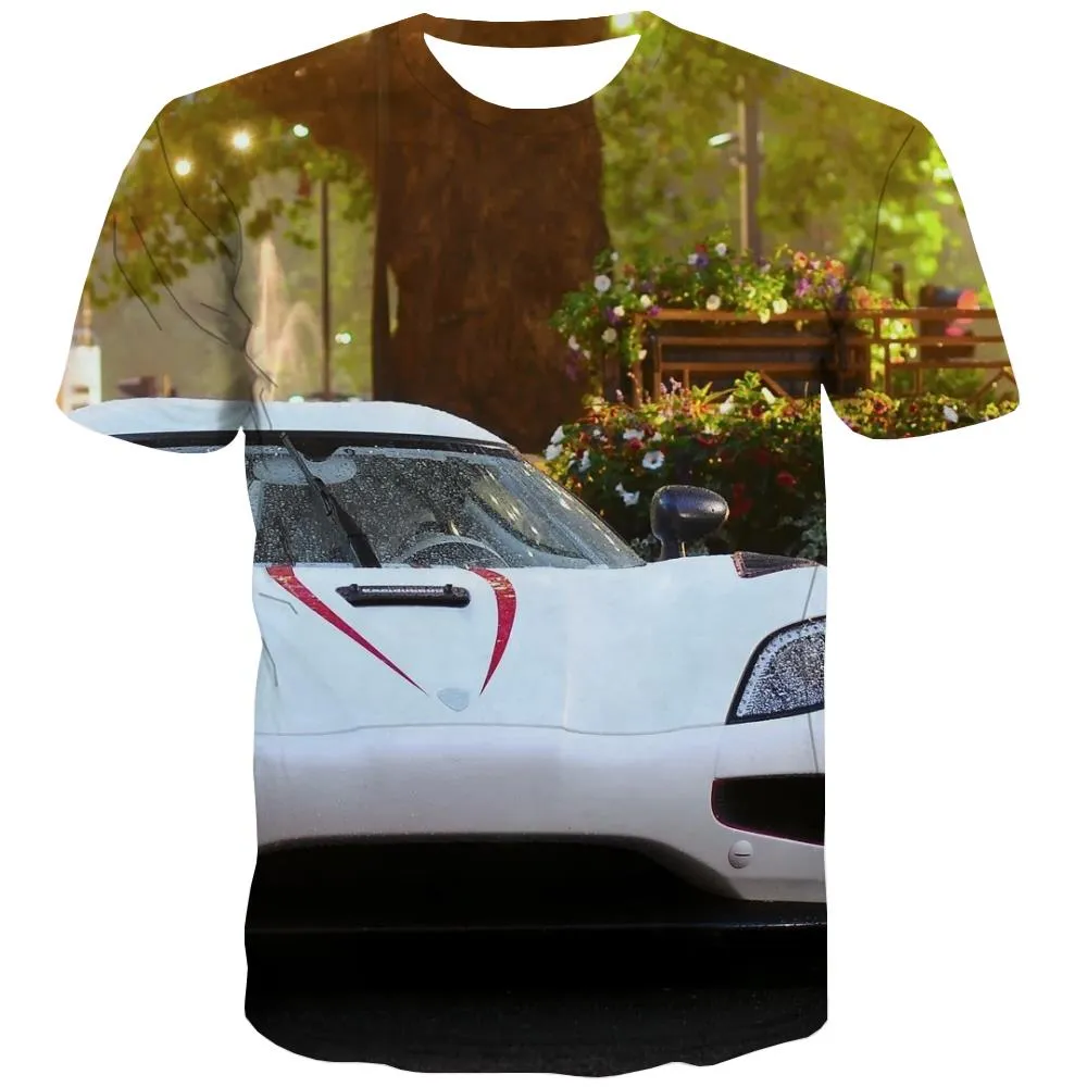 Racing Car T-shirt Men Metal Tshirts Casual City T-shirts 3d Gray Shirt Print Retro Tshirts Novelty