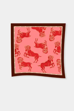 Red Aries Zodiac Print in Scarf